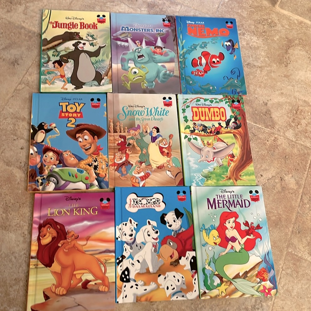Set of 9 Disney hardcover books Nemo, dumbo Toy Story 90’s Disney stories